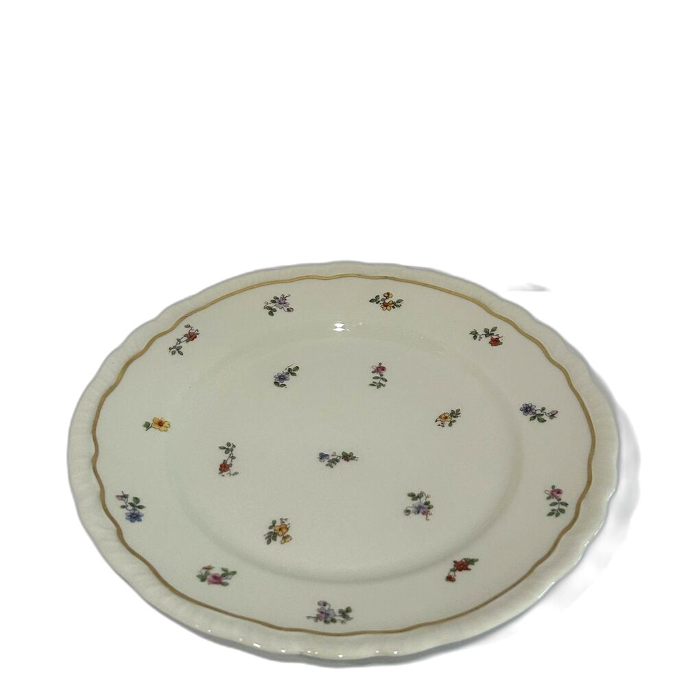 Vintage Warwick China Dinner Plates Floral Pattern USA Color Cream Gold Band - Picture 7 of 11